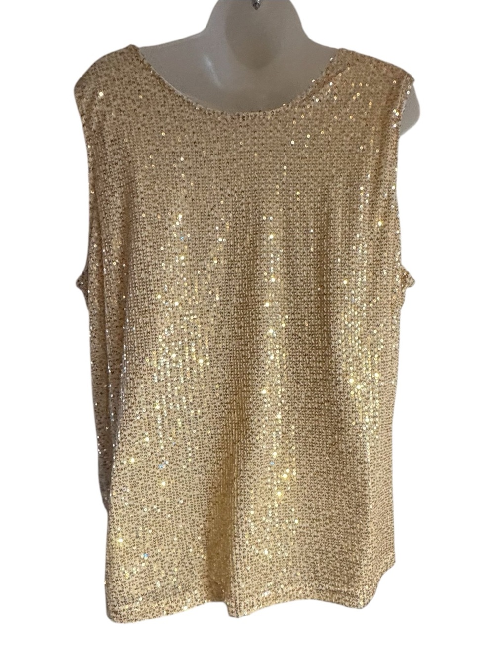 NWT Sequin Scoop Neck Tank Top in Gold -PLUS: 2X #13 - Picture 5 of 9